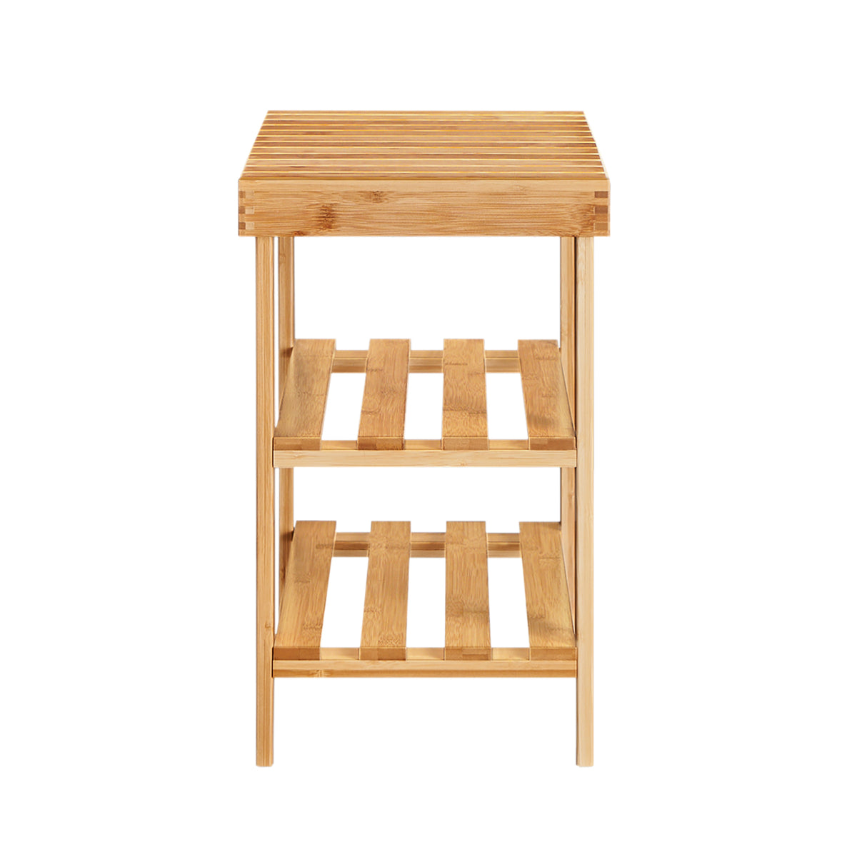 SoBuy FSR02-K-N Banc à Chaussures en Bambou avec Assise et Étagère de Rangement pour Entrée – 50x29x45 cm, Naturel