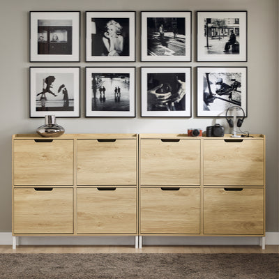 SoBuy FSR100-N Armoire à chaussures ultra-slim 19 cm – 4 abattants, 8 à 12 paires, anti-basculement, Naturel, 100×19×91 cm