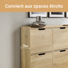 SoBuy FSR100-N Meuble à Chaussures Ultra-Slim 19cm – Gain de Place pour Entrée Étroite – 100x19x91 cm Naturel
