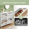 SoBuy FSR100-W Armoire à Chaussures Ultra-Slim 19cm – 4 Abattants, 12-20 Paires, Anti-Basculement, 60kg – Blanc