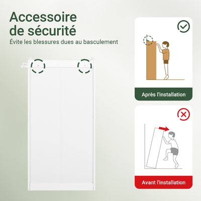 SoBuy FSR108-W Armoire à Chaussures 3 Abattants avec 2 Crochets et Porte-Manteau – 55×30×112 cm, 45 kg, MDF + Bambou, Blanc