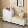 SoBuy FSR116-W Banc à Chaussures avec Coussin Rembourré, 2 Portes Coulissantes et 4 Étagères pour Entrée – 85x37x49 cm, Blanc