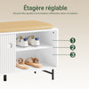SoBuy FSR116-W Banc à Chaussures avec Coussin Rembourré, 2 Portes Coulissantes et 4 Étagères pour Entrée – 85x37x49 cm, Blanc