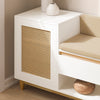 Banc à chaussures SoBuy FSR128-W – détail de la porte à treillis et poignée