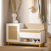 Banc à chaussures SoBuy FSR128-W – vue de trois quarts en situation dans une entrée moderne