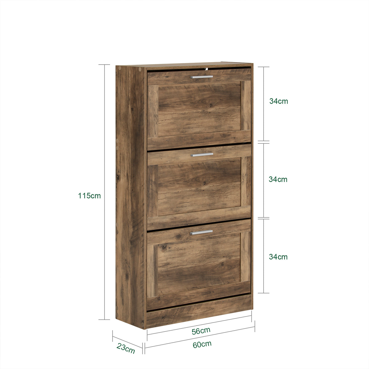 SoBuy FSR137-L-F Meuble à Chaussures à Abattants 3 Niveaux Grande Capacité – Rangement Discret pour Entrée – Bois Foncé