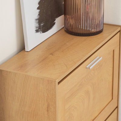 SoBuy FSR137-N Meuble à Chaussures à Abattants 2 Niveaux – Rangement Discret pour Entrée – 60x23x79 cm Naturel