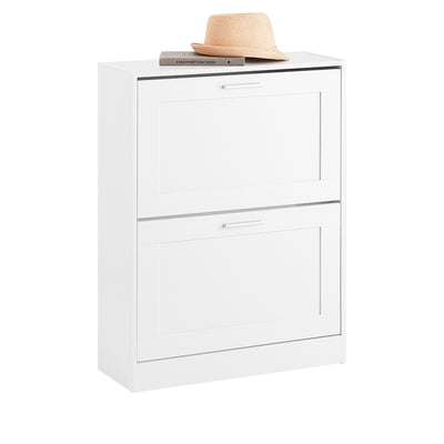 SoBuy FSR137-W Meuble à Chaussures à Abattants 2 Niveaux – Rangement Discret pour Entrée – 60x25x80 cm Blanc