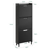 SoBuy FSR151-H-E-SCH Armoire à Chaussures Ultra-Slim 19 cm – 3 Abattants, Noir Mat avec LED