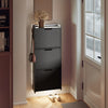SoBuy FSR151-H-E-SCH Armoire à Chaussures Ultra-Slim 19 cm – 3 Abattants, Noir Mat avec LED
