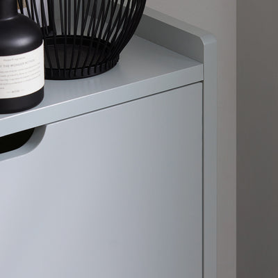 SoBuy FSR151-H-HG Armoire à Chaussures 3 Abattants Ultra-Slim 19cm, Rangement Compact pour Entrée Couloir – 50x19x129 cm, Gris