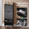SoBuy FSR151-H-SCH Armoire à Chaussures Ultra-Slim 19 cm | 3 Abattants, 6–8 Paires, Noir