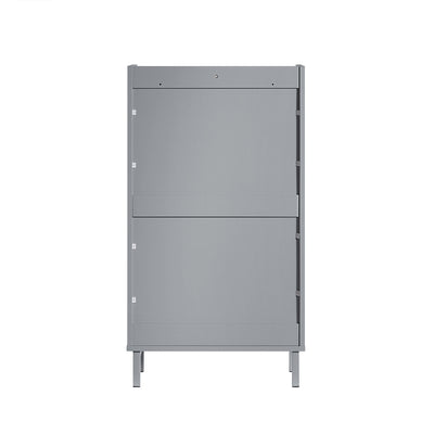 SoBuy FSR151-HG Armoire à Chaussures 2 Abattants Ultra-Slim 19cm, Rangement Compact pour Entrée Couloir – 50x19x91 cm, Gris