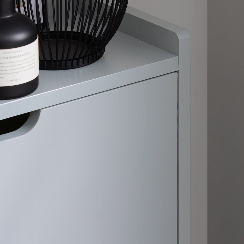 SoBuy FSR151-HG Armoire à Chaussures 2 Abattants Ultra-Slim 19cm, Rangement Compact pour Entrée Couloir – 50x19x91 cm, Gris