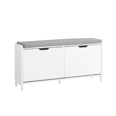 SoBuy FSR151-L-W Meuble à Chaussures Banc à Chaussures - Rangement Chaussures avec 4 Compartiments - Coussin Confortable - Ca