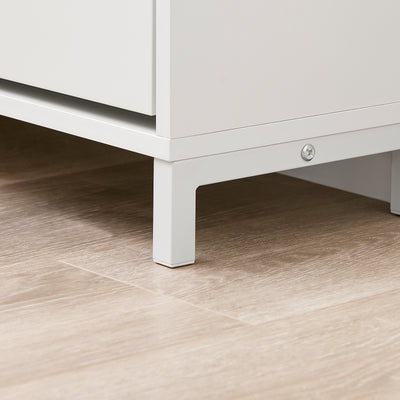 SoBuy FSR151-L-W Banc à Chaussures avec 4 Compartiments et Coussin Confortable, pour Entrée et Couloir, Compact – L105×P24×H52 cm, Charge 250 kg, Bois, Blanc