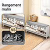 SoBuy FSR151-L-W Banc à Chaussures avec 4 Compartiments et Coussin Confortable, pour Entrée et Couloir, Compact – L105×P24×H52 cm, Charge 250 kg, Bois, Blanc