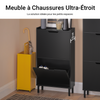 SoBuy FSR151-SCH Armoire à Chaussures 2 Abattants Ultra-Slim 19cm, Rangement Compact pour Entrée Couloir – 50x19x91 cm, Noir
