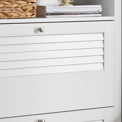 SoBuy FSR152-W Meuble à Chaussures à Abattants 2 Niveaux – Rangement Discret pour Entrée – 80x25x108 cm Blanc