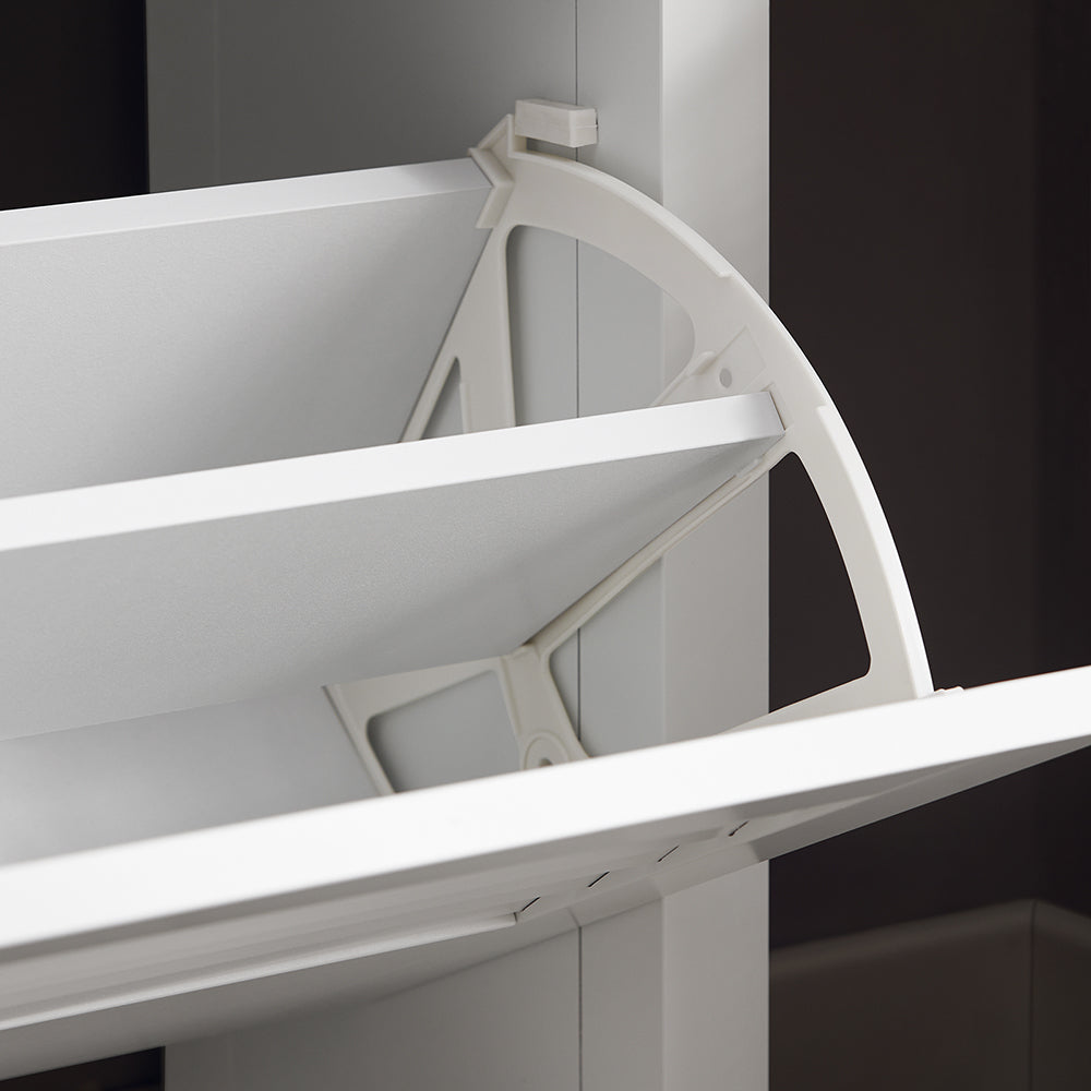 SoBuy FSR152-W Meuble à Chaussures à Abattants 2 Niveaux – Rangement Discret pour Entrée – 80x25x108 cm Blanc