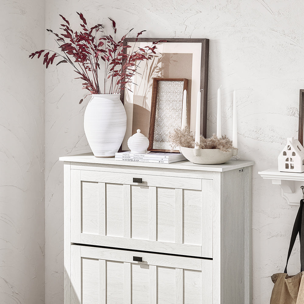 SoBuy FSR162-W Meuble à Chaussures Ultra-Slim Gain de Place – Idéal pour Entrée Étroite – Blanc