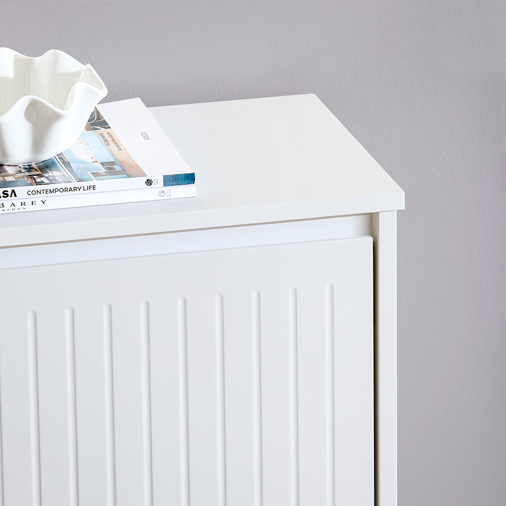 SoBuy FSR165-H-W Meuble à Chaussures à Abattants 3 Niveaux – Rangement Discret pour Entrée – 61x26x120 cm Blanc