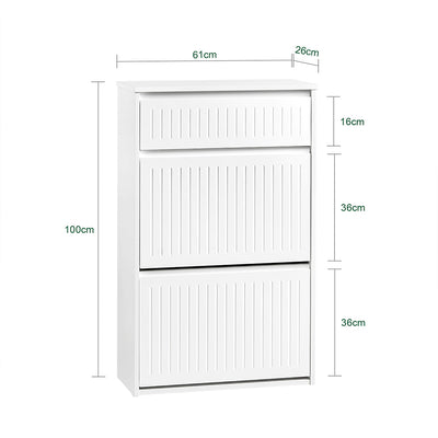 SoBuy FSR165-W Meuble à Chaussures à Abattants 2 Niveaux – Rangement Discret pour Entrée – Blanc