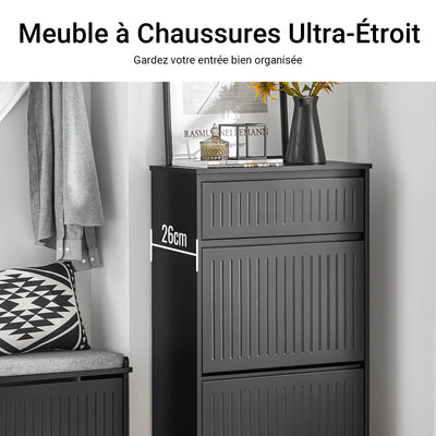 SoBuy FSR165-SCH Banc à chaussures avec rangement et coussin rembourré – 2-en-1 assise et coffre 2 abattants, Noir