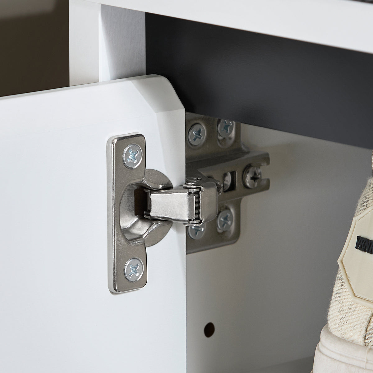 SoBuy FSR176-W Banc de Rangement, Banc à Chaussures, avec 1 Coussin Rembourré, 2 Tiroirs et 2 Portes pour Entrée