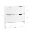 SoBuy FSR177-L-W Armoire à Chaussures 4 Abattants Ultra-Slim 19cm, Rangement 8-12 Paires pour Entrée – 100x19x91 cm, Blanc