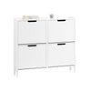 SoBuy FSR177-L-W Armoire à Chaussures 4 Abattants Ultra-Slim 19cm, Rangement 8-12 Paires pour Entrée – 100x19x91 cm, Blanc