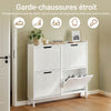 SoBuy FSR177-L-W Armoire à Chaussures 4 Abattants Ultra-Slim 19cm, Rangement 8-12 Paires pour Entrée – 100x19x91 cm, Blanc