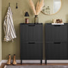 SoBuy FSR177-SCH Armoire à Chaussures 2 Abattants Ultra-Slim 19cm, Rangement Compact pour Entrée Couloir – 50x19x90 cm, Noir
