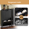 SoBuy FSR177-SCH Armoire à Chaussures 2 Abattants Ultra-Slim 19cm, Rangement Compact pour Entrée Couloir – 50x19x90 cm, Noir