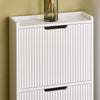 SoBuy FSR177-W Armoire à Chaussures 2 Abattants Ultra-Slim 19cm, Rangement Compact pour Entrée Couloir – 50x19x90 cm, Blanc