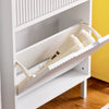 SoBuy FSR177-W Armoire à Chaussures 2 Abattants Ultra-Slim 19cm, Rangement Compact pour Entrée Couloir – 50x19x90 cm, Blanc