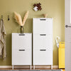 SoBuy FSR177-W Armoire à Chaussures 2 Abattants Ultra-Slim 19cm, Rangement Compact pour Entrée Couloir – 50x19x90 cm, Blanc