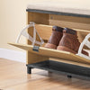 Prévente SoBuy FSR201-N Banc à Chaussures avec Assise Rembourrée et Abattant, Slim 24cm pour Entrée – 60x24x50 cm, Noir et Naturel