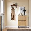 SoBuy FSR202-N Armoire à Chaussures Slim 60cm, 2 Abattants 8-12 Paires, Pieds Métal, Fixation Murale – Naturel et Noir