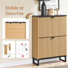 SoBuy FSR202-N Armoire à Chaussures Slim 60cm, 2 Abattants 8-12 Paires, Pieds Métal, Fixation Murale – Naturel et Noir
