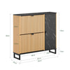SoBuy FSR203-N Armoire à Chaussures 2 Abattants et Porte Latérale, Design Nordique Compact pour Entrée – 90x24x88 cm, Naturel et Noir