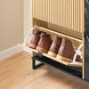 SoBuy FSR203-N Armoire à Chaussures 2 Abattants et Porte Latérale, Design Nordique Compact pour Entrée – 90x24x88 cm, Naturel et Noir