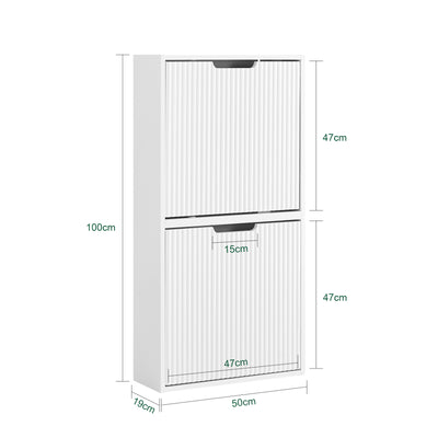 SoBuy FSR204-W Meuble à Chaussures Gain de Place Ultra-Slim 19cm – Entrée Étroite – 50x19x100 cm Blanc