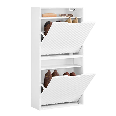 SoBuy FSR204-W Meuble à Chaussures Gain de Place Ultra-Slim 19cm – Entrée Étroite – 50x19x100 cm Blanc