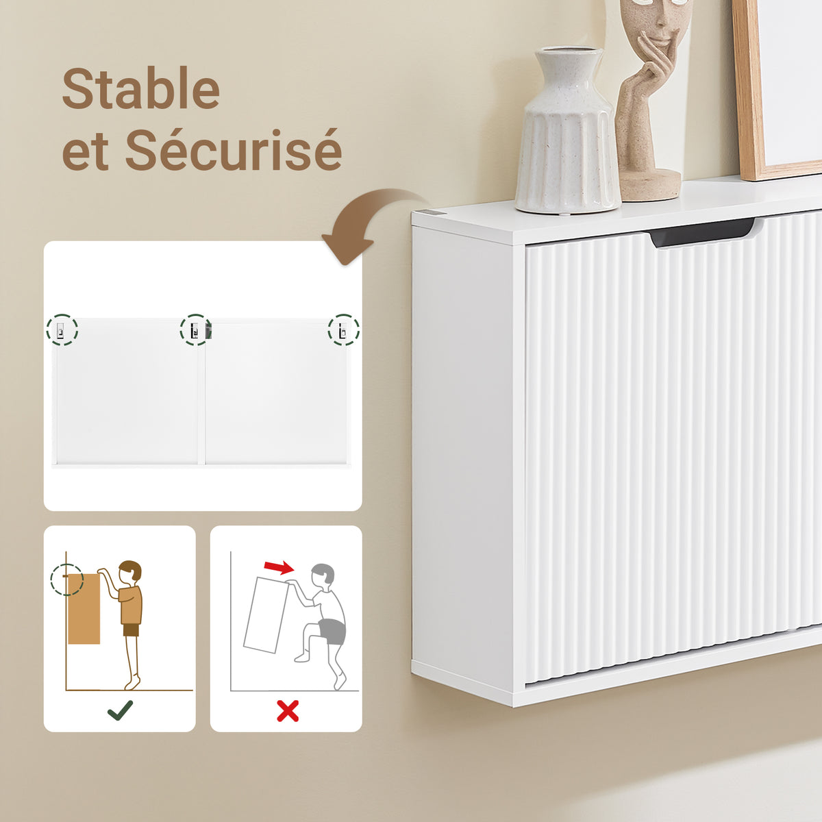 SoBuy FSR204-W Meuble à Chaussures Gain de Place Ultra-Slim 19cm – Entrée Étroite – 50x19x100 cm Blanc