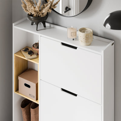 SoBuy FSR209-WN Meuble à Chaussures Faible Profondeur 19 cm – Gain de Place pour Entrée Étroite