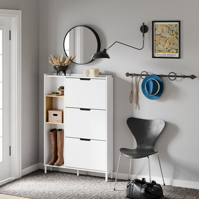 SoBuy FSR209-WN Meuble à Chaussures Faible Profondeur 19 cm – Gain de Place pour Entrée Étroite