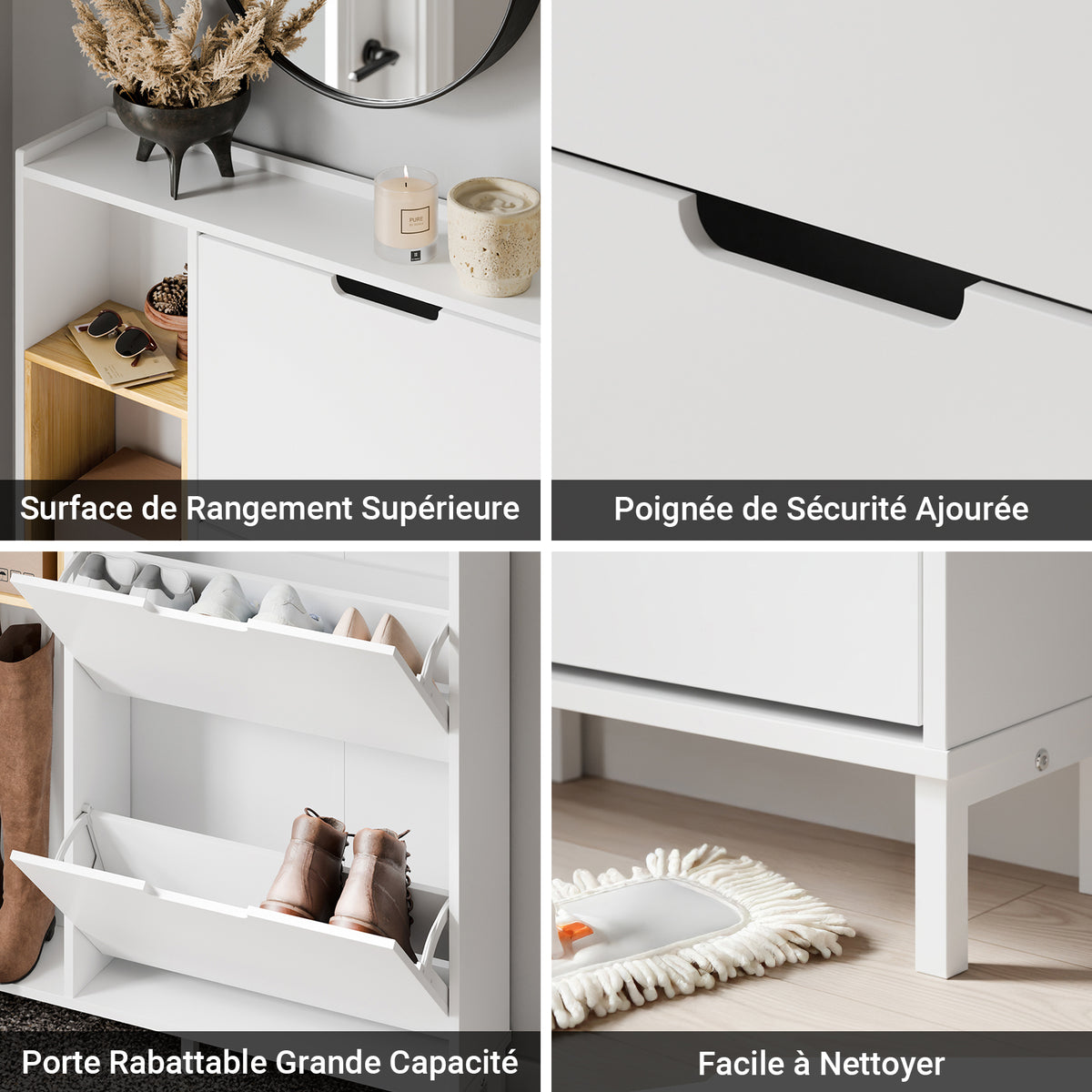 SoBuy FSR209-WN Meuble à Chaussures Faible Profondeur 19 cm – Gain de Place pour Entrée Étroite