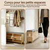 SoBuy FSR211-N Banc à Chaussures avec Assise Rembourrée Lin, 3 Abattants Slim 24cm, 8 Paires Pointure 47, Charge 237 kg pour Entrée – 100x24x50 cm, Naturel