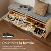 SoBuy FSR211-N Banc à Chaussures avec Assise Rembourrée Lin, 3 Abattants Slim 24cm, 8 Paires Pointure 47, Charge 237 kg pour Entrée – 100x24x50 cm, Naturel